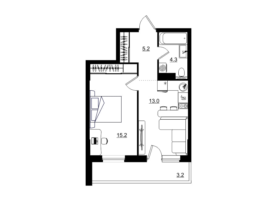 планировка квартиры 41 м2